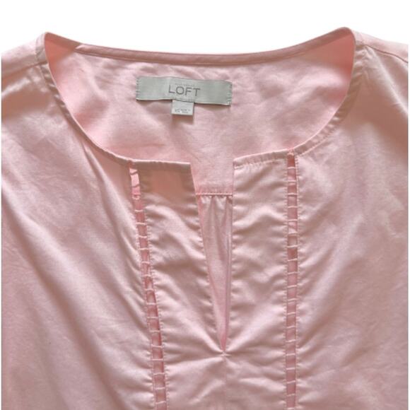 Loft Blouse Top Light Pink 3/4 Puff Sleeve V-Neck Cut Out Detail Top Size XS - Picture 7 of 9
